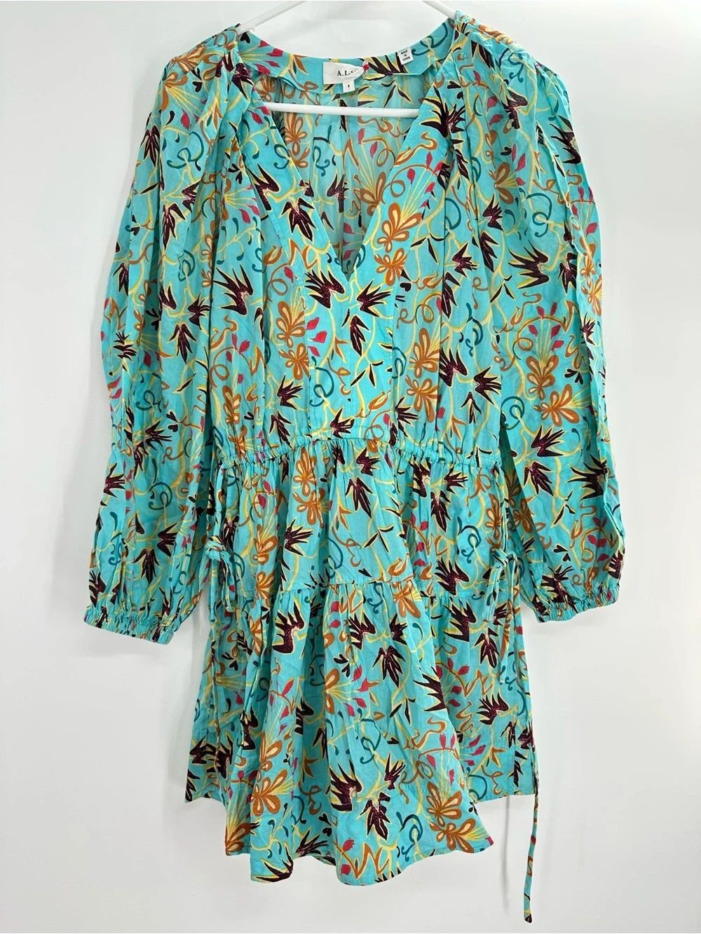 A.L.C. Sally Dress Grotto Multi Teal Paisley 8 - Picture 6 of 11